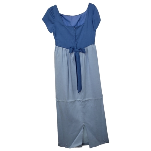 Vintage 60s-70s Maxi Dress Formal Bridesmaid Cotton S Short Sleeve Blue … - Picture 4 of 16